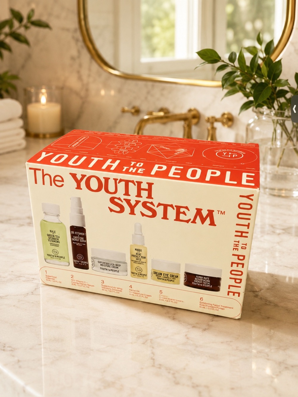 Youth To The People The Youth System Skincare Kit - Red & Cream,NIB